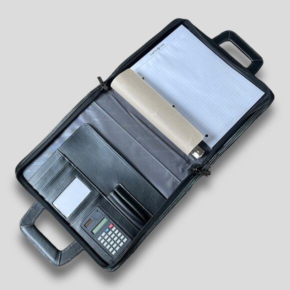 SAMSONITE NEW LEATHER PADFOLIO PORTFOLIO LETTER SIZE BLACK - Picture 2 of 2
